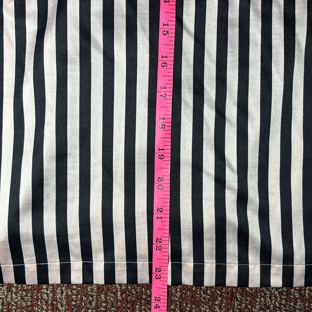 Victoria's Secret Black and White Striped sleep shirt silky nighty blouse small - Picture 8 of 11